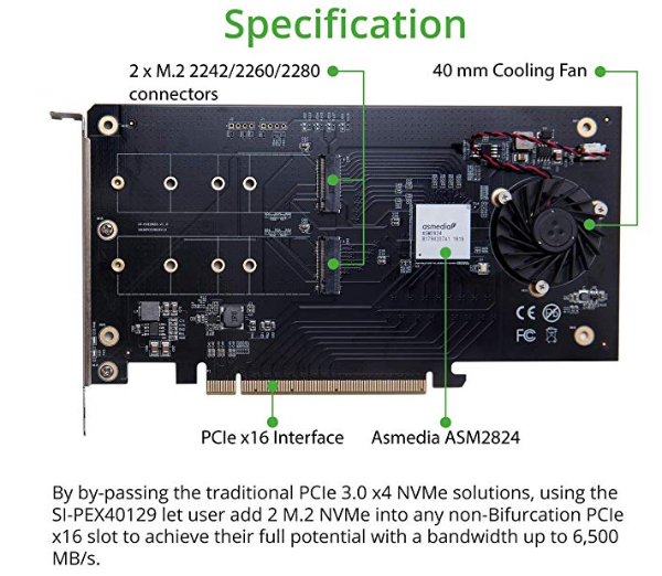 Product Description of a Dual-NVMe card that uses a PCI Express Switch. At the time of writing, it is priced $199. Product Description of a Dual-NVMe card that uses a PCI Express Switch. At the time of writing, it is priced $199.